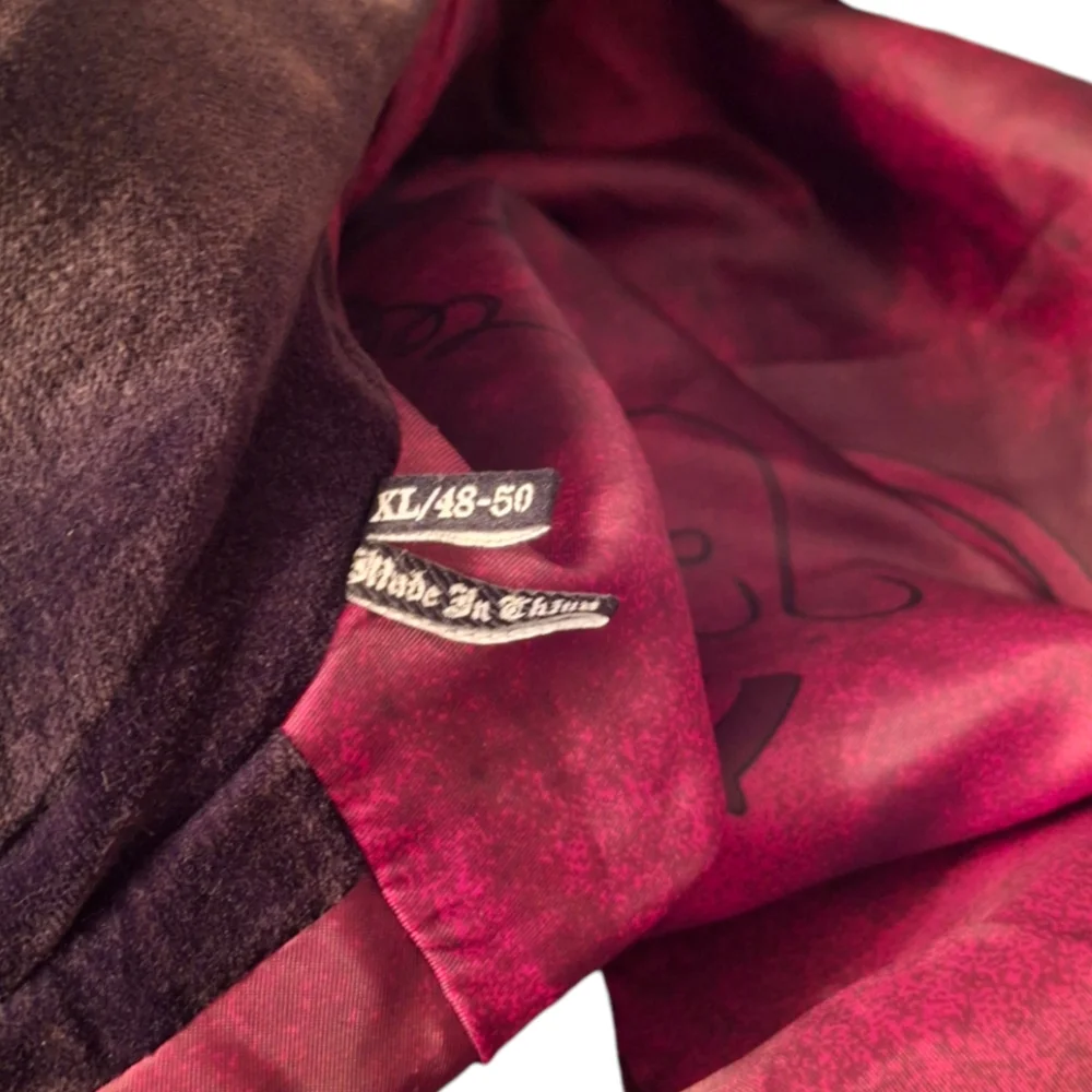 Affliction Red Label Black Velvet Graphic  Cross Blazer Men Size XL 48-50 - Picture 12 of 12